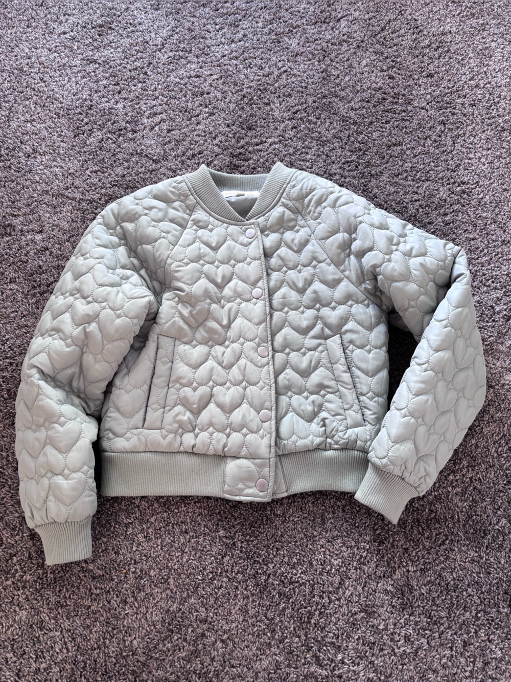 Madden Girl Quilted green Heart-Pattern Bomber Jacket